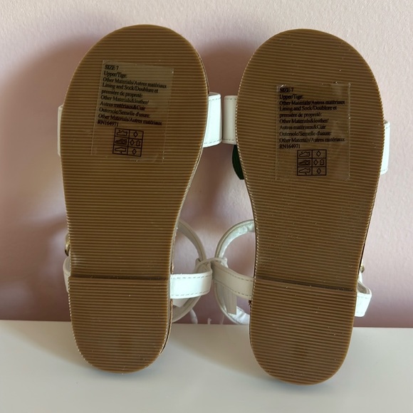 NWT Janie and Jack Baby Girl Pink Flower T-Strap Sandals Shoes Size 7 - Picture 8 of 10